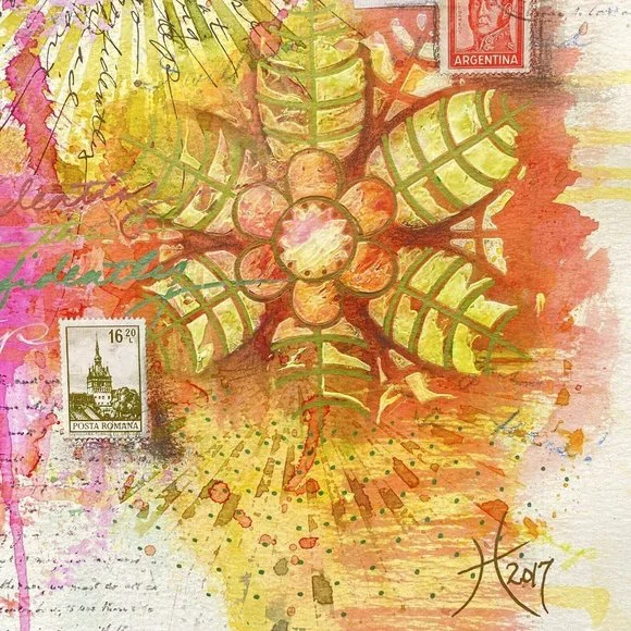 Take That Big Step - Original Art Signed Artwork Mixed Media Painting 9”x12”